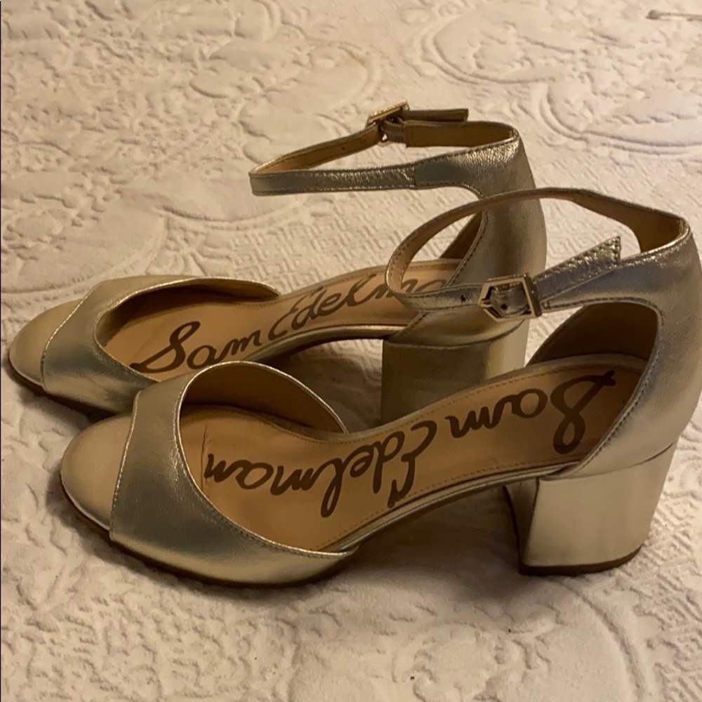 Gold sandals.  Worn to one event..excellent shape!